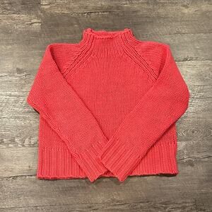 American Eagle Outfitters XL Coral Vintage Y2K Wool Open Knit Mockneck Sweater